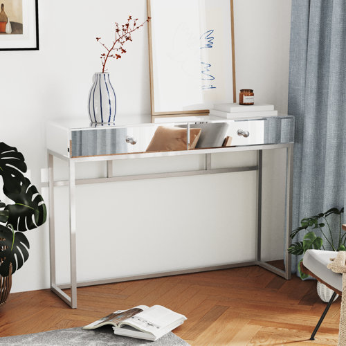 Wrought Studio Baftije 42.1'' Console Table Luxury Mirrored Dressing